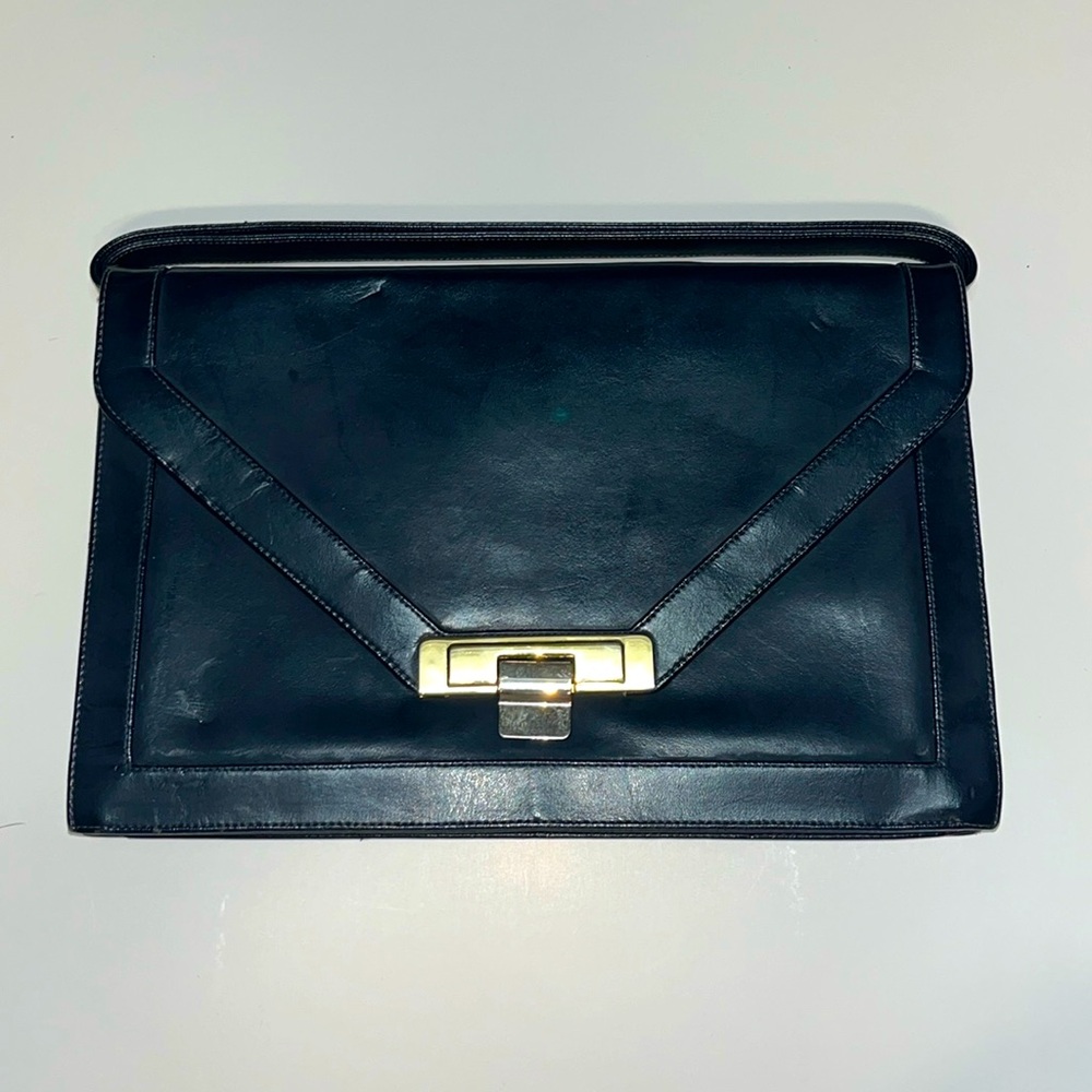 Lou Taylor Italian Leather vintage adjustable clutch purse